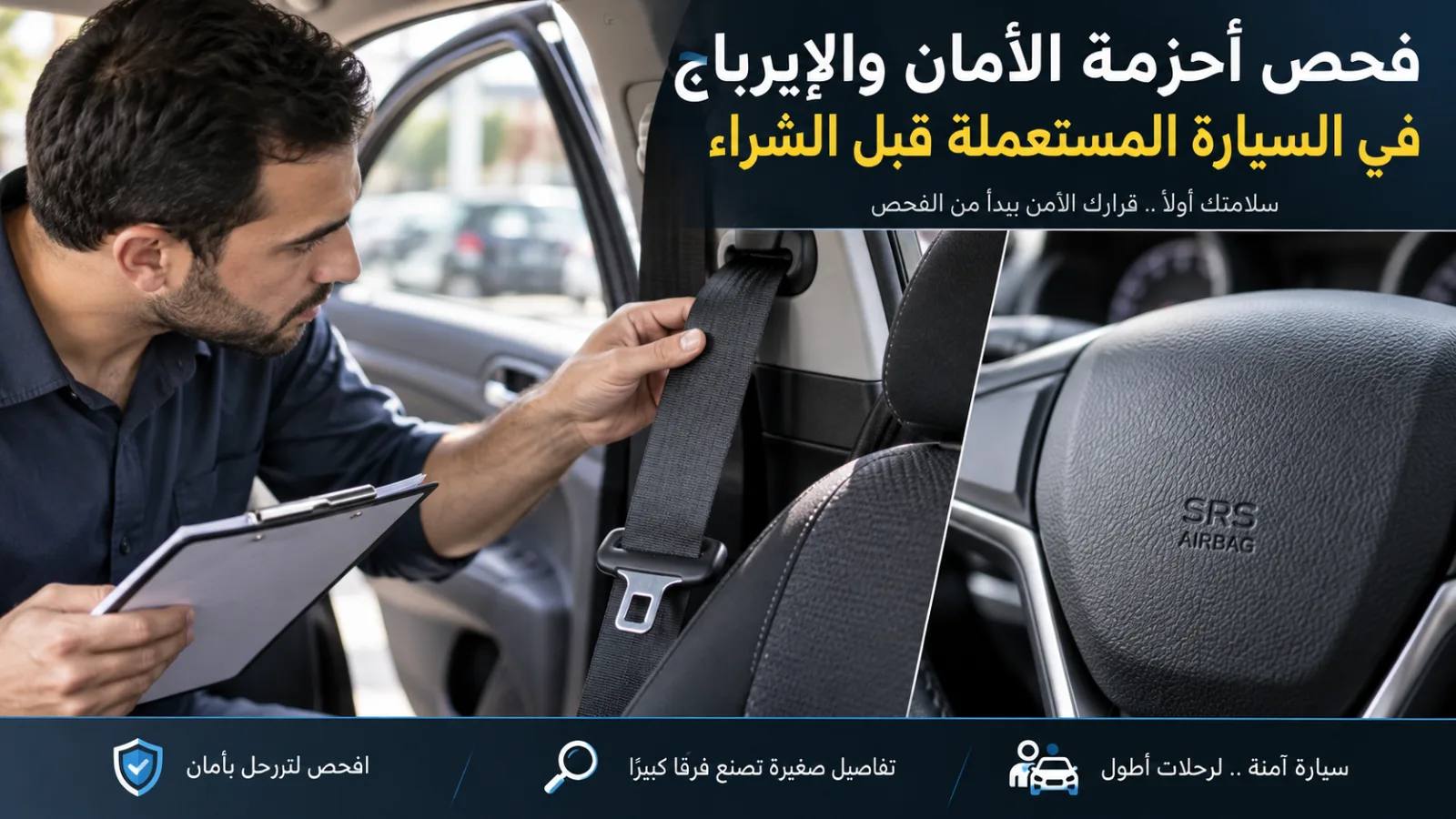 فحص أحزمة الأمان والإيرباج في السيارة المستعملة قبل الشراء